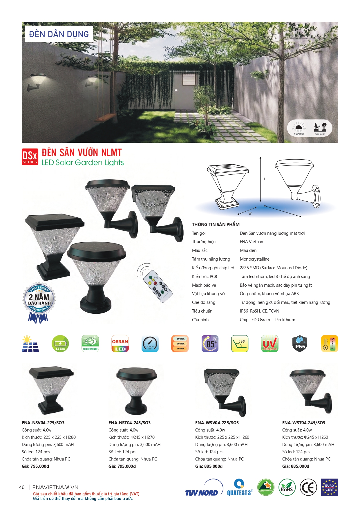 Bảng giá đèn led Ena 2026